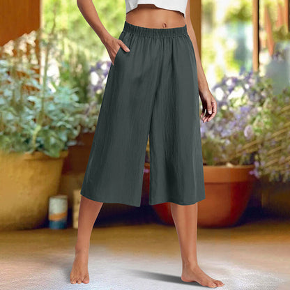 ⏰🔥LIMITED TIME 50% OFF! 👖 Casual Solid-Color Wide-Leg 3/4-Length Pants – Comfortable, Stylish & Effortlessly Chic ✨💃