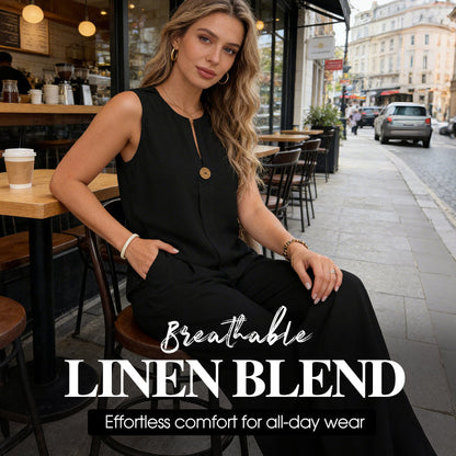 ⏰🔥LIMITED TIME 50% OFF! 💃 Minimalist Sleeveless Top & Wide-Leg Pants – Effortlessly Chic, Comfortable & Perfect for Everyday Style ✨🌿