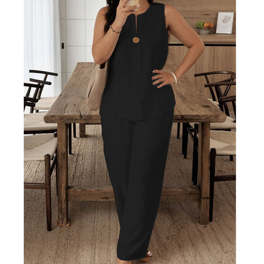 ⏰🔥LIMITED TIME 50% OFF! 💃 Minimalist Sleeveless Top & Wide-Leg Pants – Effortlessly Chic, Comfortable & Perfect for Everyday Style ✨🌿