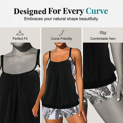 ⏰🔥HALF-PRICE OFFER! 👙 Women’s Tankini with Blouson Top & Shorts – Comfortable, Modern & Perfect for Beach & Pool ☀️💦