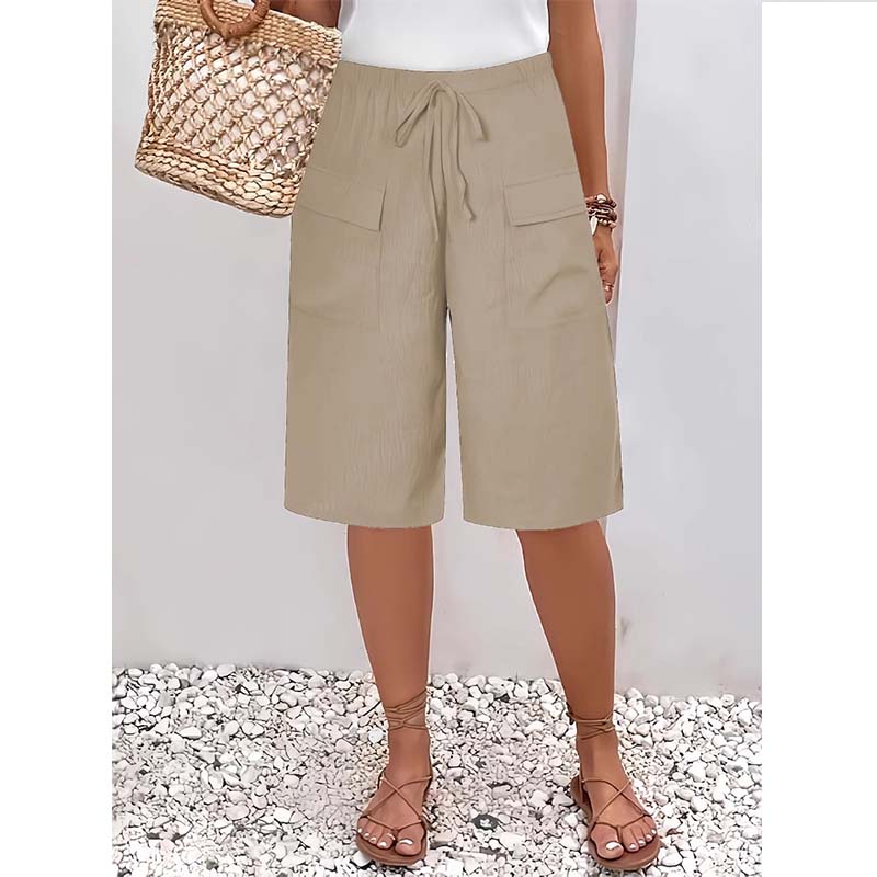 （S-4XL）Women's Casual Drawstring Capri Shorts