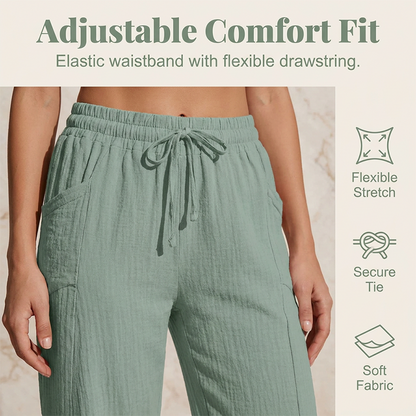 📢📢50% off new arrivals - Women's Solid-Color Pleated Cotton - Linen Cropped Pants