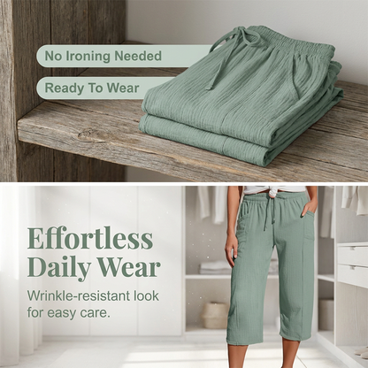 📢📢50% off new arrivals - Women's Solid-Color Pleated Cotton - Linen Cropped Pants