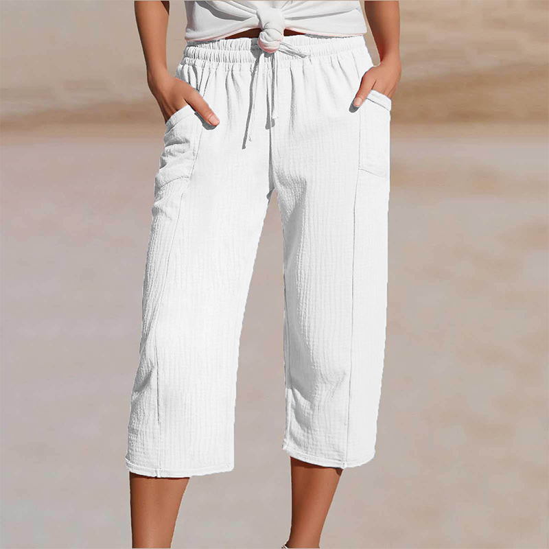 📢📢50% off new arrivals - Women's Solid-Color Pleated Cotton - Linen Cropped Pants