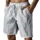 （S-3XL）🌿Men's Elastic Drawstring Solid Cotton Linen Shorts