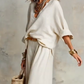 Women's V-Neck Top & Wide-Leg Pants 2-Piece Set