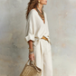 Women's V-Neck Top & Wide-Leg Pants 2-Piece Set