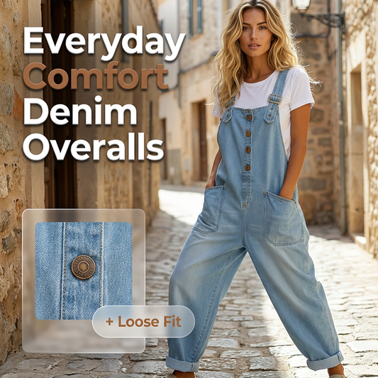 ✨ Easy Everyday Style | Women's Relaxed-Fit Denim Overalls with Pockets