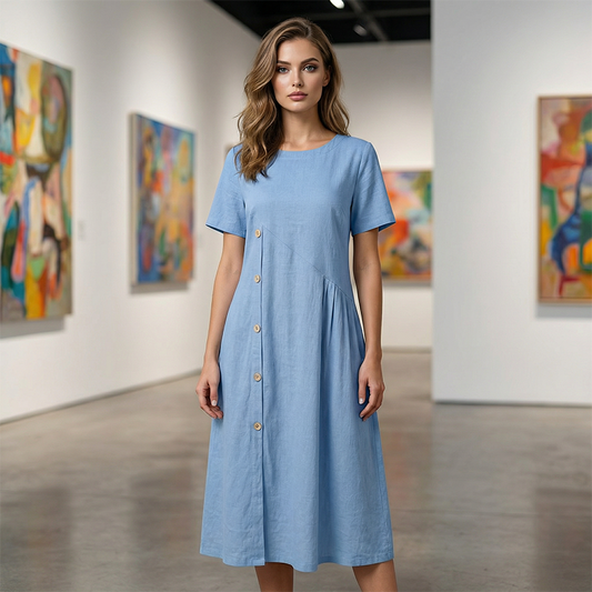 ⏳Time-Limited Special⏰Women's Casual Midi Dress with Irregular Buttons