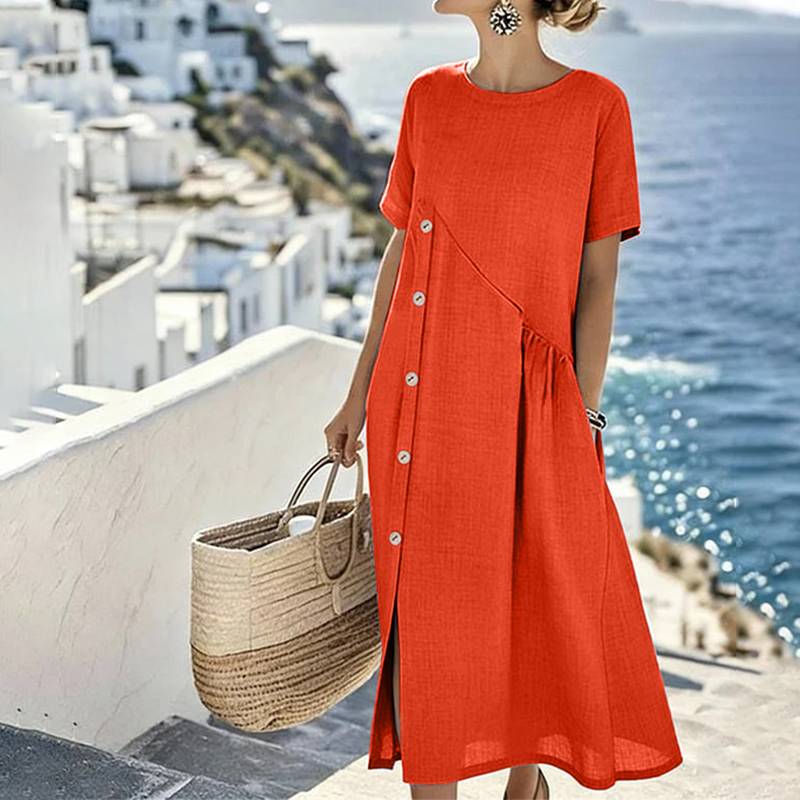 ⏳Time-Limited Special⏰Women's Casual Midi Dress with Irregular Buttons