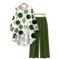 🌟 Effortless Style & Comfort – Modern Print Long Sleeve Blouse And Trousers Outfit✨