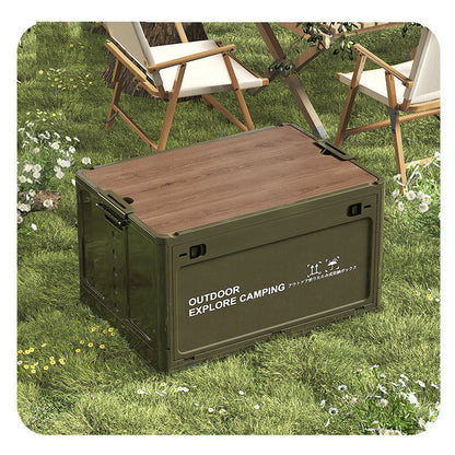 🔥 Hot Sale 50% OFF 🔥Collapsible Camping Storage Box with Wooden Lid