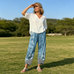 Women's Vintage Floral Print Wide Leg Pants
