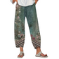 Women's Vintage Floral Print Wide Leg Pants