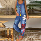Women's Casual Floral Print Denim Jumpsuit