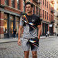🔥New Arrivals-Men's Abstract Print T-Shirt and Shorts Set