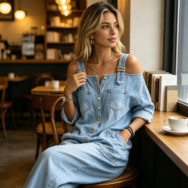 🔥Limited-time offer-Loose Fit Wide-Leg Overall Jumpsuit with Pockets✈️Free Shipping