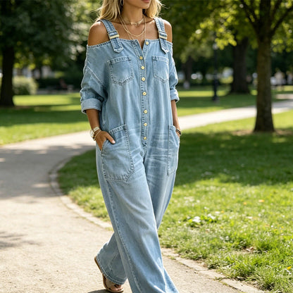 🔥Limited-time offer-Loose Fit Wide-Leg Overall Jumpsuit with Pockets✈️Free Shipping