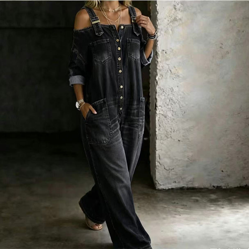 🔥Limited-time offer-Loose Fit Wide-Leg Overall Jumpsuit with Pockets✈️Free Shipping