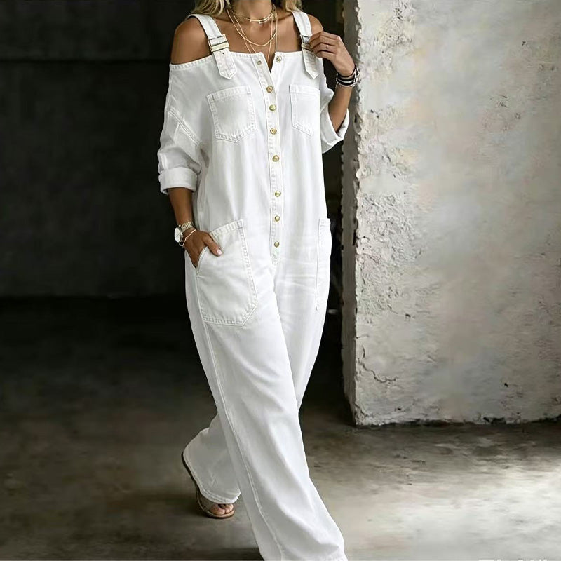 🔥Limited-time offer-Loose Fit Wide-Leg Overall Jumpsuit with Pockets✈️Free Shipping