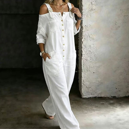 🔥Limited-time offer-Loose Fit Wide-Leg Overall Jumpsuit with Pockets✈️Free Shipping
