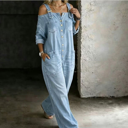 🔥Limited-time offer-Loose Fit Wide-Leg Overall Jumpsuit with Pockets✈️Free Shipping