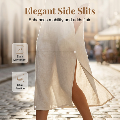 ⏳🔥LIMITED-TIME 50% OFF! 👗 Women’s Elegant Cotton Linen Short Sleeve Lapel Dress – Breezy, Chic & Comfortable ✨