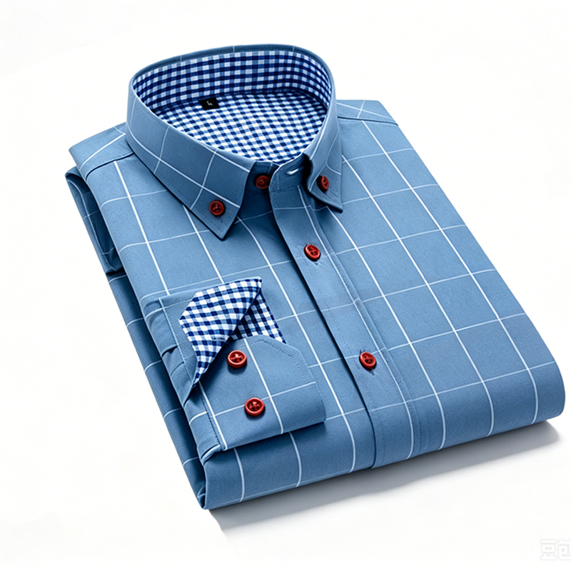 👔 LIMITED-TIME 50% OFF! ✨ Men's Modern Fit Windowpane Shirt – Contrast Details, Button-Down, Premium Blend 🍁