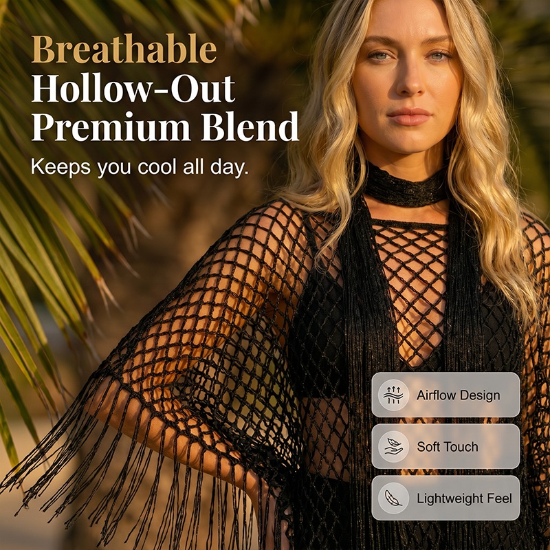🏆 Last Day Special Price 💐Summer Metallic Crochet Cover-Up – Lightweight, Flowy & Effortlessly Stylish summer outfit