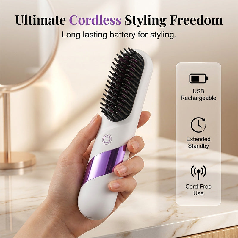 🔥Limited-time offer- 50% OFF🔥Cordless Ceramic Hair Straightener Brush