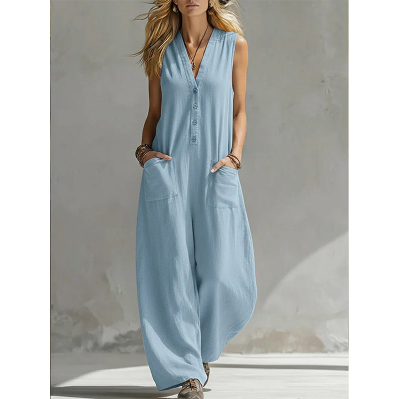 ⏳Time-Limited Special⏰Women's Casual V-Neck Sleeveless Jumpsuit
