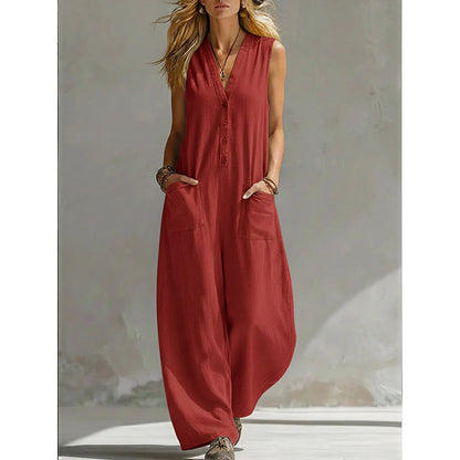 ⏳Time-Limited Special⏰Women's Casual V-Neck Sleeveless Jumpsuit