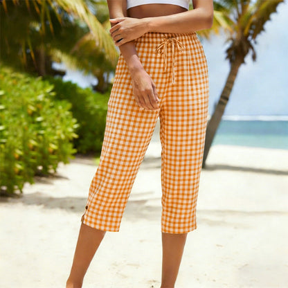 📢📢50% OFF !! ⏰Women's Summer Plaid Capri Pants