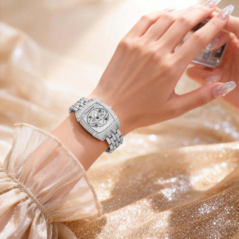 ⌚ LIMITED-TIME 50% OFF! ✨ Women's Rhinestone Wristwatch – Bling, Quartz, Tonneau Case 💎