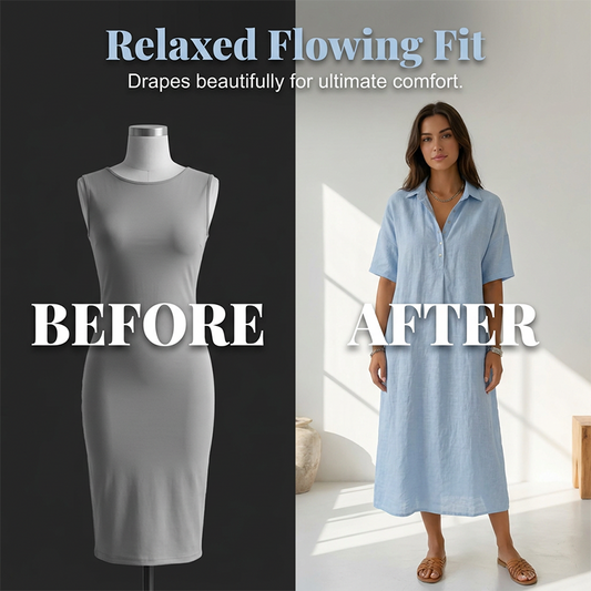 Women's Casual Linen Blend Shirt Dress
