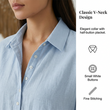 Women's Casual Linen Blend Shirt Dress