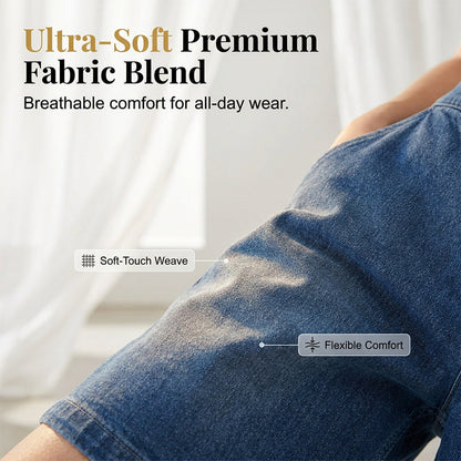 👖 LIMITED-TIME 50% OFF! 💥 Women's Asymmetrical Wide-Leg Shorts – Faux Denim, Mid-High Waist, Vintage Button ✨