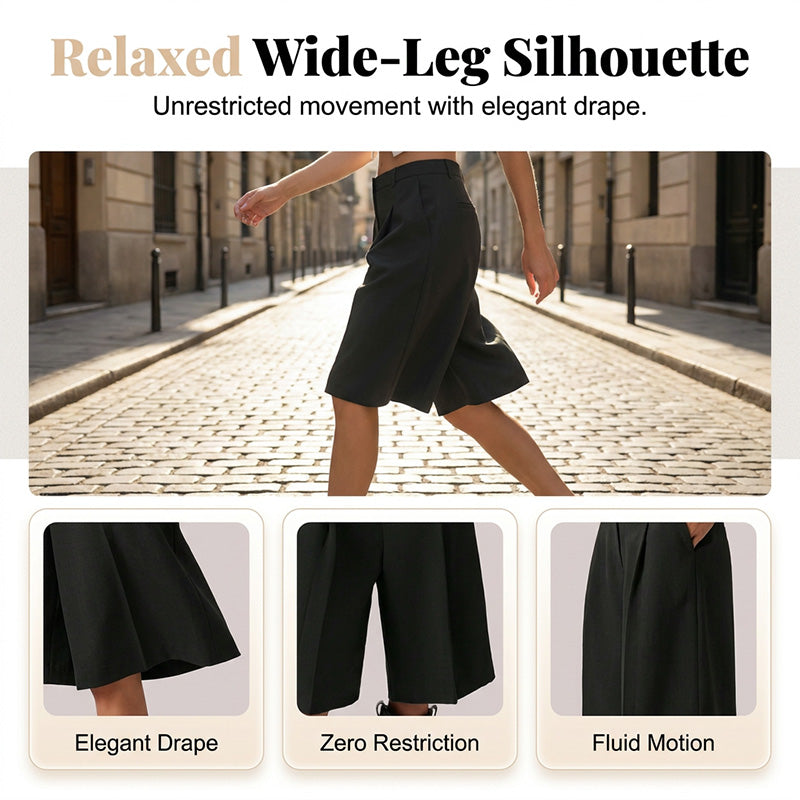 🩳 LIMITED-TIME 50% OFF! 💥 Women's Loose Fit Bermuda Shorts – High-Waist, Front Pleats, Breathable ✨
