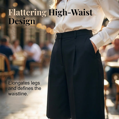 🩳 LIMITED-TIME 50% OFF! 💥 Women's Loose Fit Bermuda Shorts – High-Waist, Front Pleats, Breathable ✨