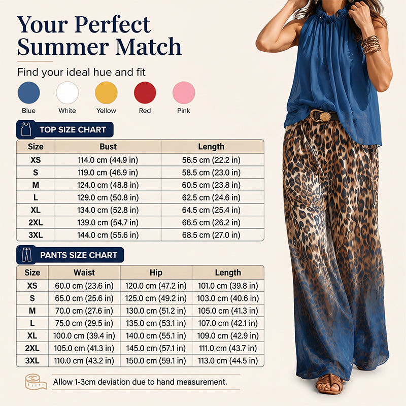 👗Women’s Halter Sleeveless Top & Leopard Pants Set-Leg Pants Set – Bold, Chic & Effortless Summer Outfit🔥