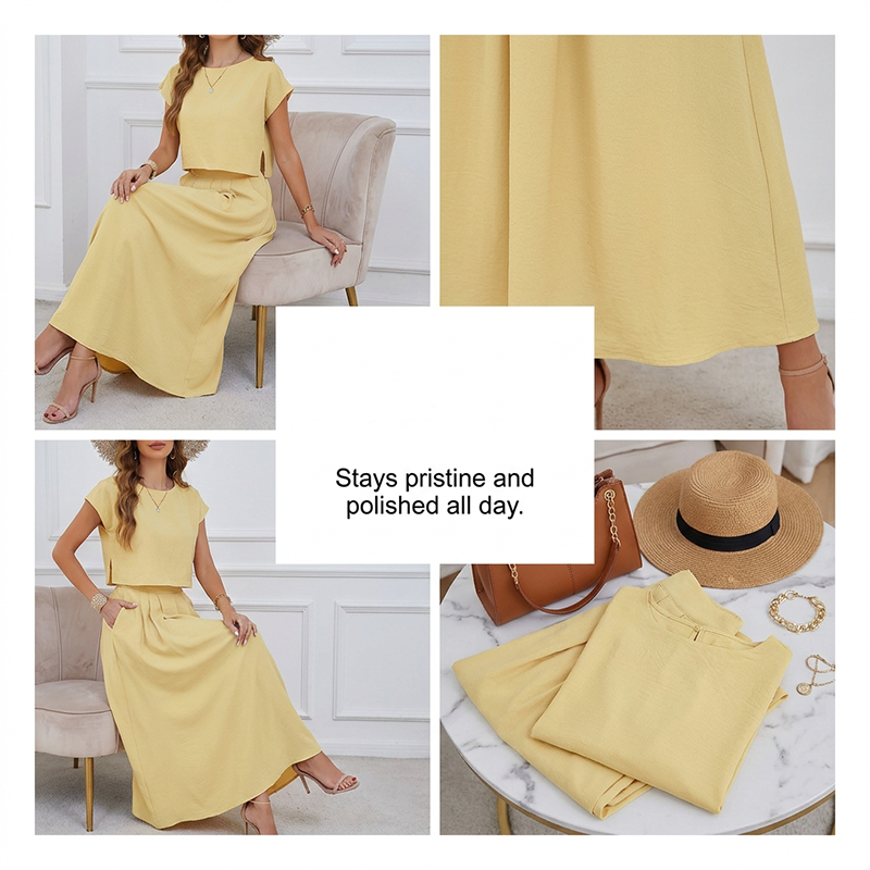 🌸New Arrivals & Best Sellers-Women's Casual Solid Color Top and Skirt Set