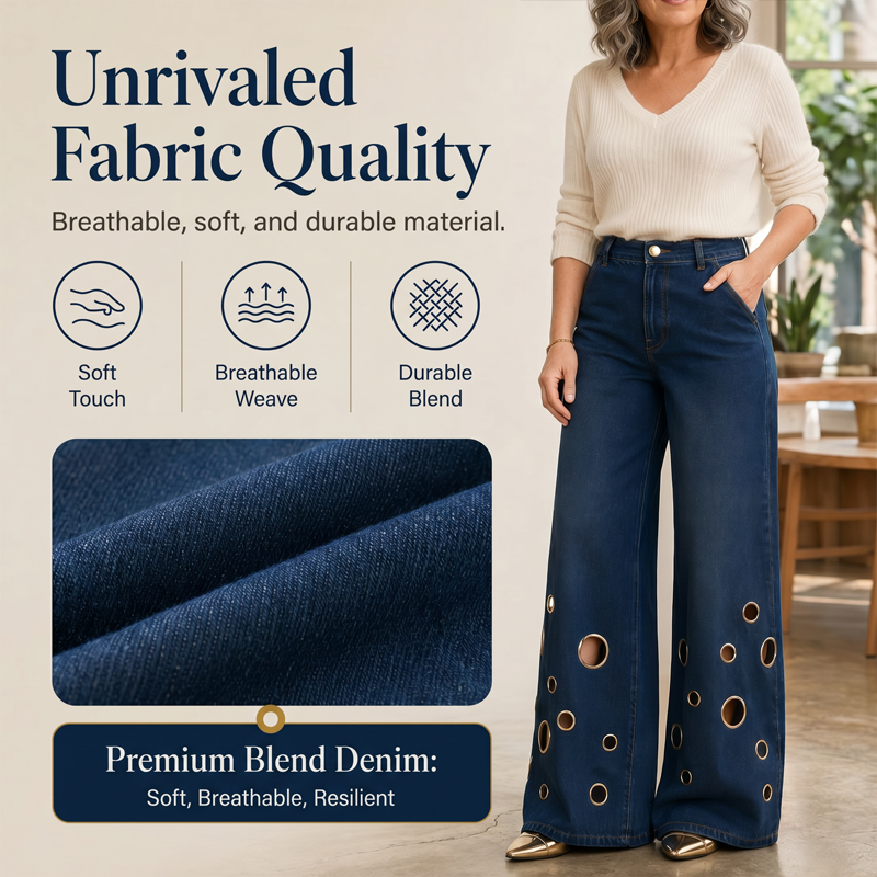 👖✨ Plus Size High Waist Stretch Straight Jeans – 60% OFF! Vintage wide leg, metal ring detail, button fly – all-season comfort for every body.