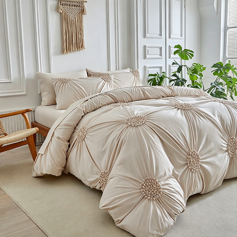 🛏️ ☁️Elegant Pinch Pleat Duvet Cover Set ✈️ Free Shipping