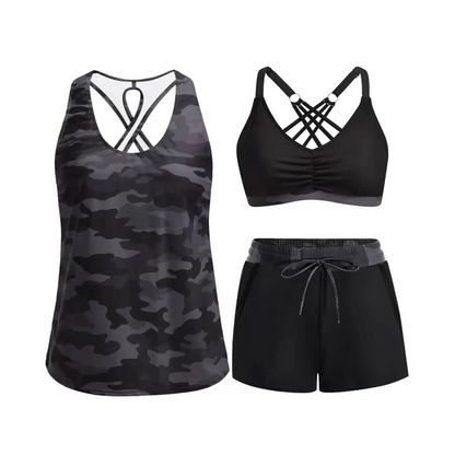 🔥2026 Hot Sale 50% OFF✨⚡ 50K+ SOLD! 🎁Women's 3-Piece Swimsuit Tankini Set with Shorts👙