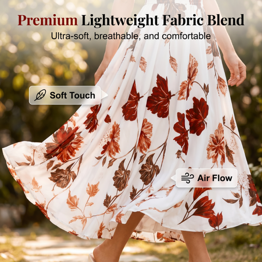 🌸 2026 Sale — Over 48,000 Sold! 💃 Women's Printed Spaghetti Strap Maxi Dress – Floral V-Neck Elegance ✨