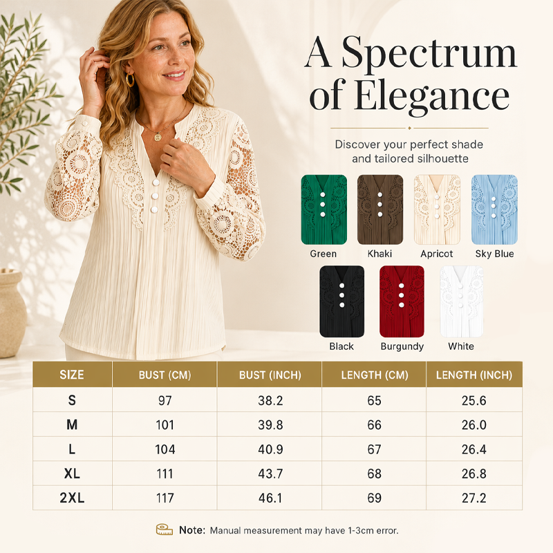 ✨New Arrivals & Special Offers-Women's Lace Patchwork V-Neck Long Sleeve Top