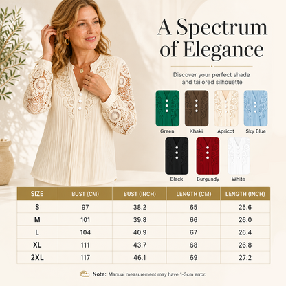 ✨New Arrivals & Special Offers-Women's Lace Patchwork V-Neck Long Sleeve Top