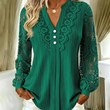 ✨New Arrivals & Special Offers-Women's Lace Patchwork V-Neck Long Sleeve Top