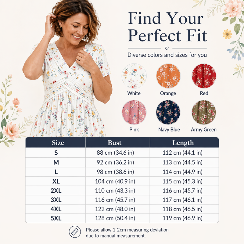 🏖️Summer Hot Sale 51% Off!💃✨Women's V-Neck Floral Print Dress with Twist Waist