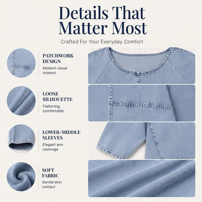 Women's Short Sleeve Denim Print T-Shirt